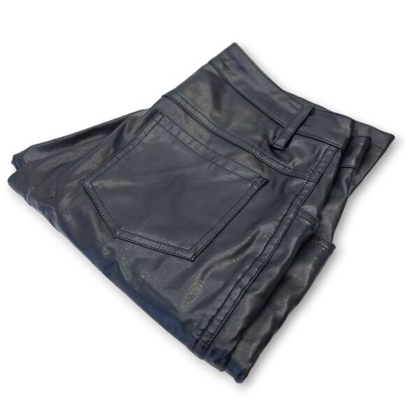 VTG 90s Y2K Black Faux Leather Pleather PVC Pants JR-S.com Cyber Generation Sz 7 - Picture 7 of 8